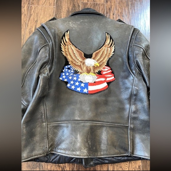 Vintage Heavy Motorcycle Jacket with Eagle Patch - Picture 2 of 9